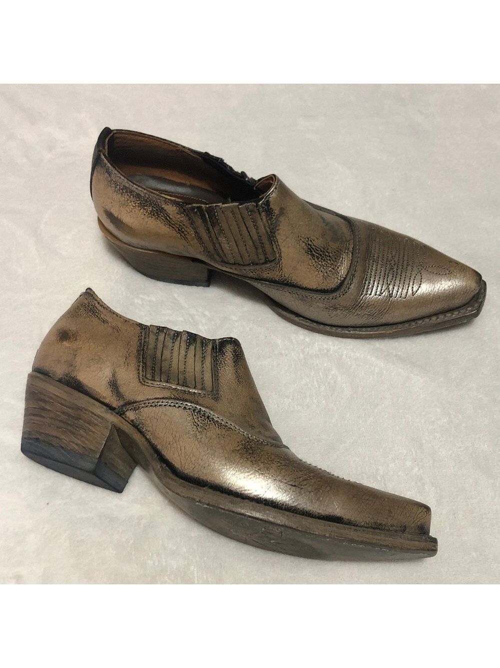 Freebird Wyoming Metallic Bronze Leather Western Ankle  Bootie Sz 7M - Picture 12 of 12